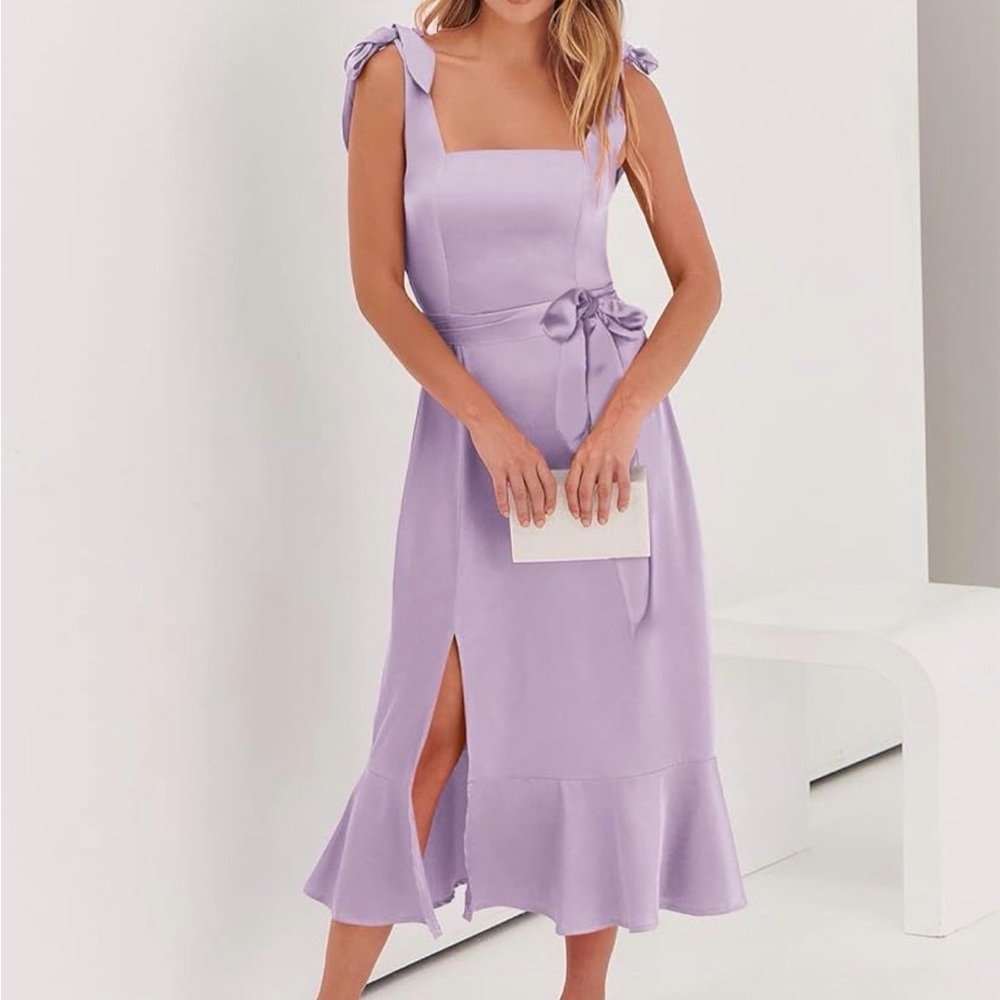 Chic Lavender Maxi Dress with Tie Detail